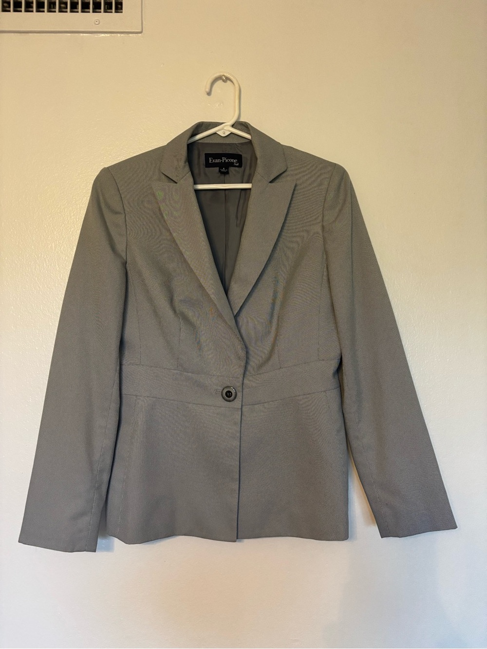 Vintage Evan Picone Light Gray Single-Button Tailored Blazer